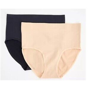 AnyBody Intimates Womens Sz M Set of 2 Jersey Briefs Seamless Black & Sand